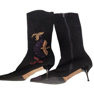 MARE Vintage Italian Leather Boots Spike Heel EU 39 Embellished Boho